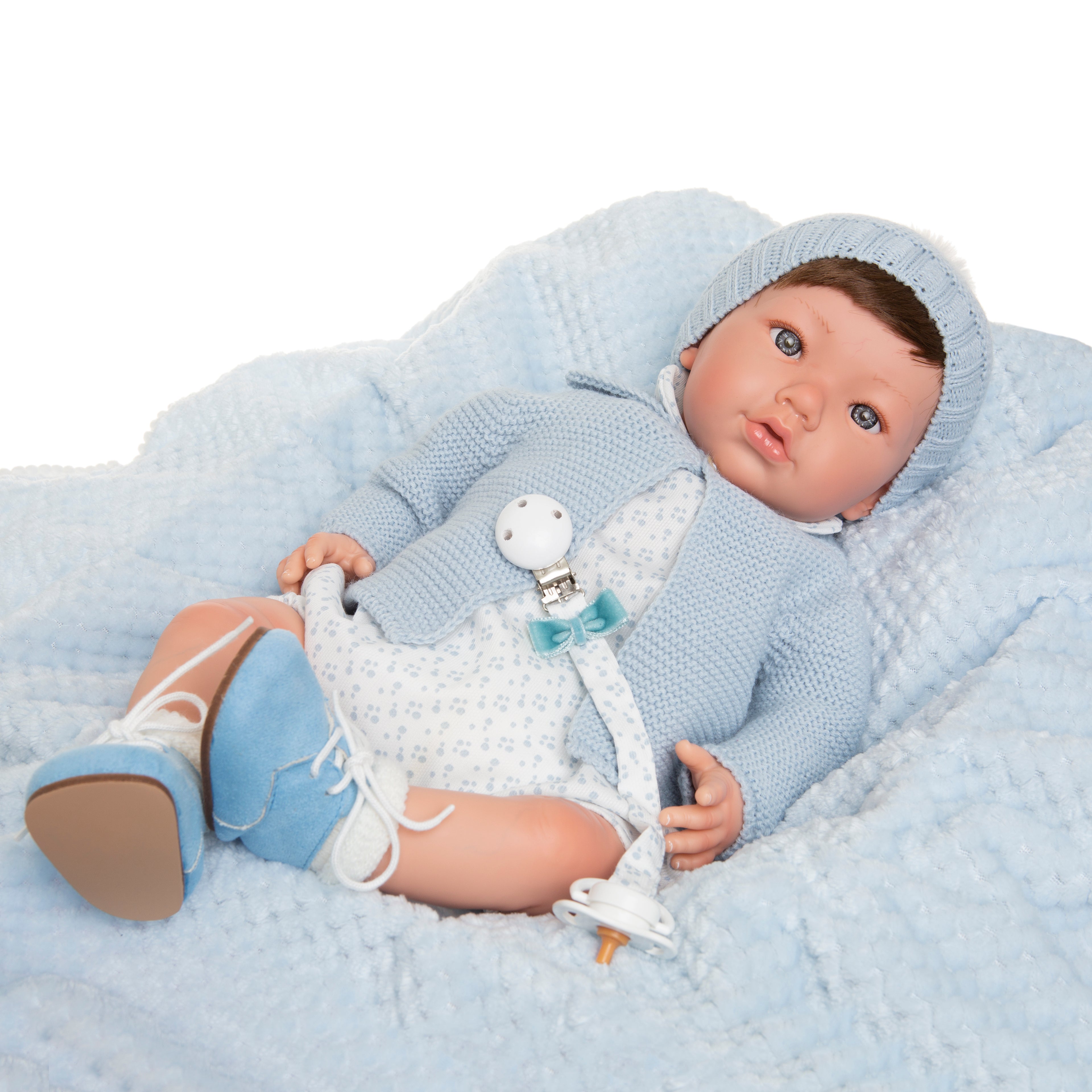 Bebe Reborn Muñeca Reborn Diego - 48cm y 2kg - Vinilo Blando, Cuerpo Tela y Caida de Cabeza