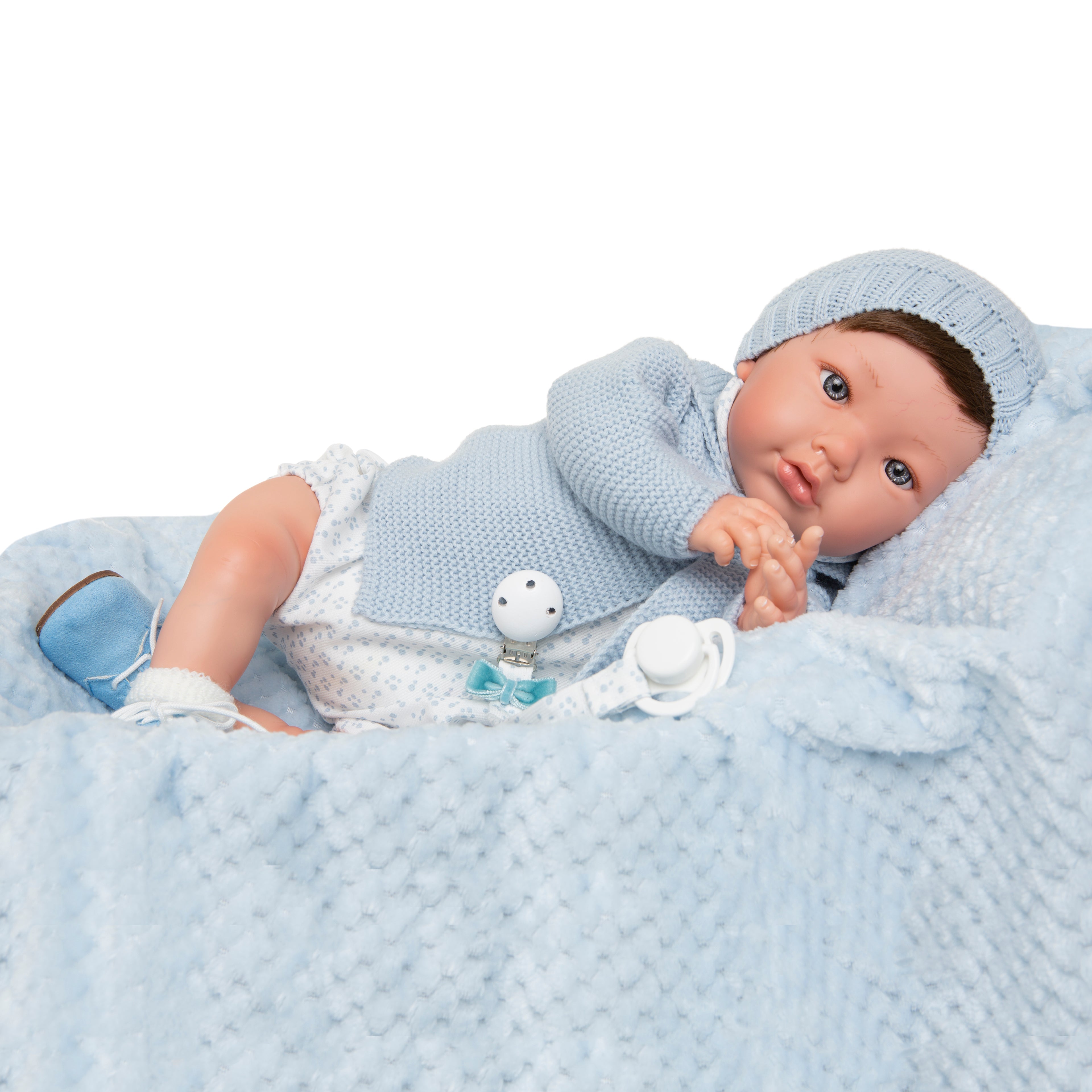 Bebe Reborn Muñeca Reborn Diego - 48cm y 2kg - Vinilo Blando, Cuerpo Tela y Caida de Cabeza
