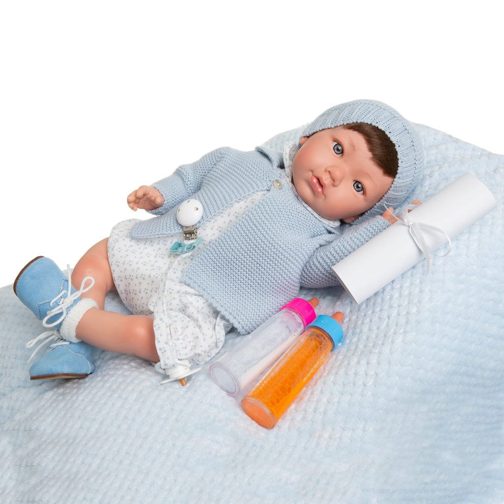 Bebe Reborn Muñeca Reborn Diego - 48cm y 2kg - Vinilo Blando, Cuerpo Tela y Caida de Cabeza
