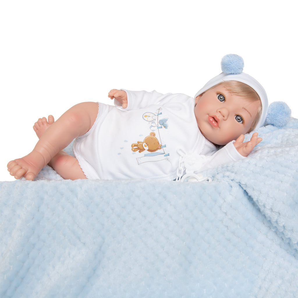 Bebe Reborn Muñeca Reborn Manuel - 48cm y 2kg - Vinilo Blando, Cuerpo Tela y Caida de Cabeza