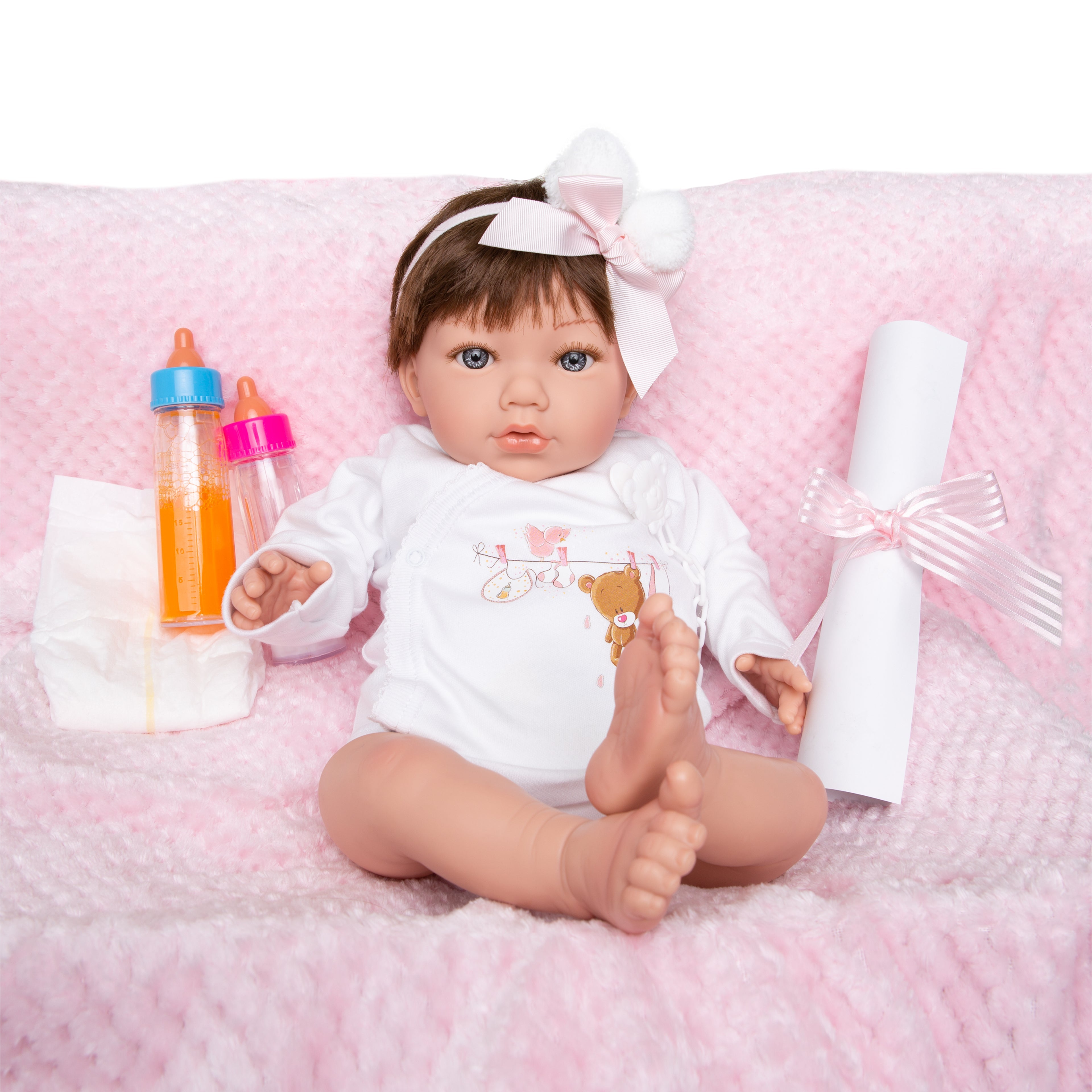 Bebe Reborn Muñeca Reborn Manuela - 48cm y 2kg - Vinilo Blando, Cuerpo Tela y Caida de Cabeza