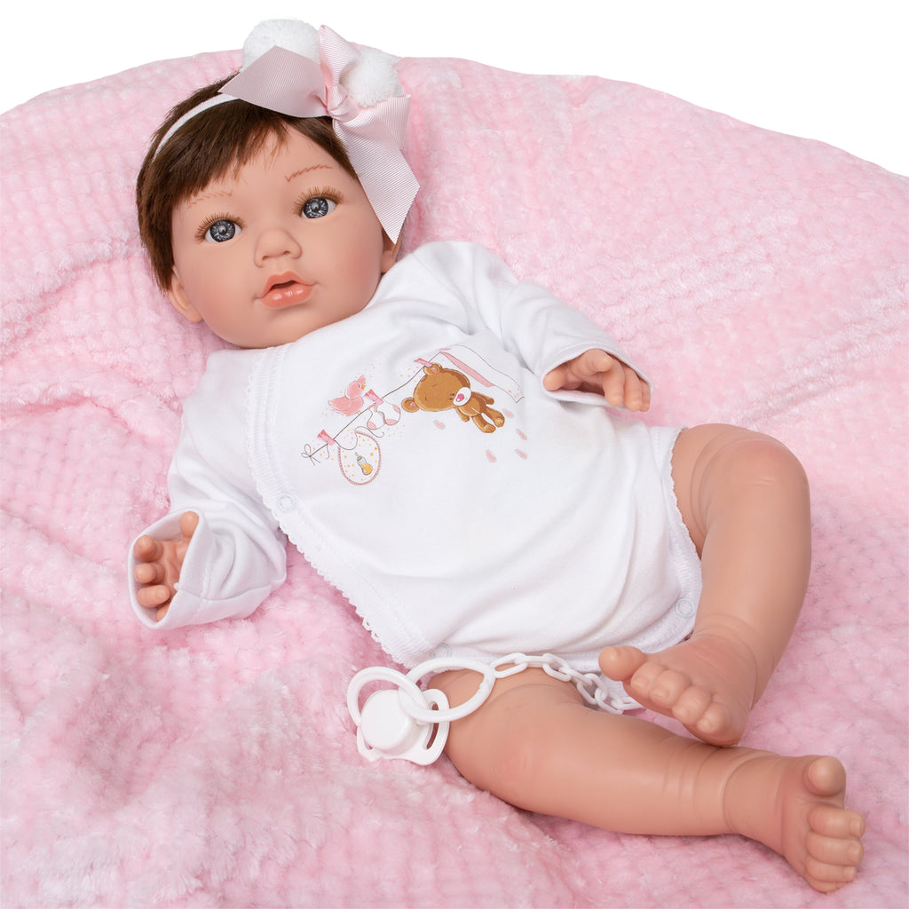 Bebe Reborn Muñeca Reborn Manuela - 48cm y 2kg - Vinilo Blando, Cuerpo Tela y Caida de Cabeza