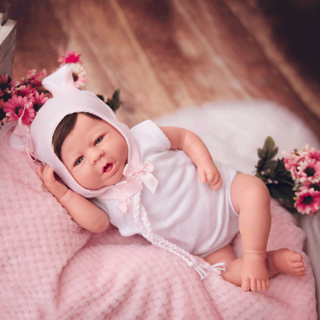 Bebe Reborn Muñeca Reborn Elizabeth- 48cm y 2kg - Vinilo Blando, Cuerpo Tela y Caida de Cabeza