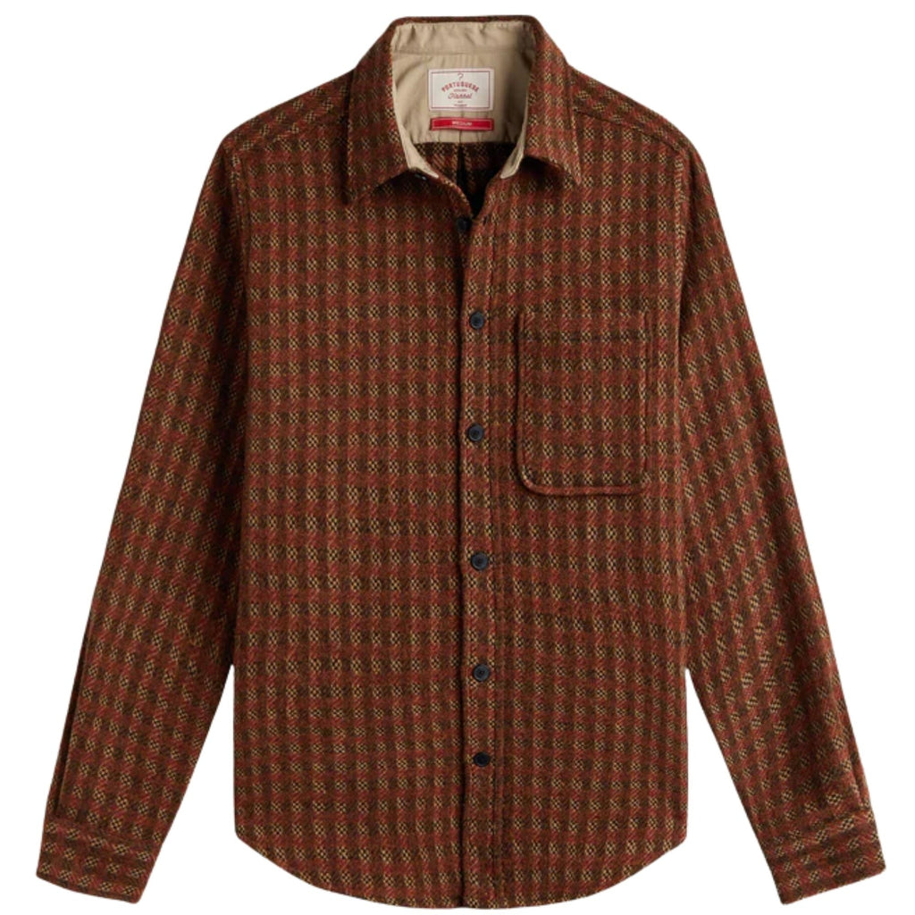 Portuguese Flannel Merino Tweed Overshirt - Brown