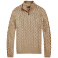 Polo Ralph Lauren Cable-Knit Quarter-Zip Jumper - Brown