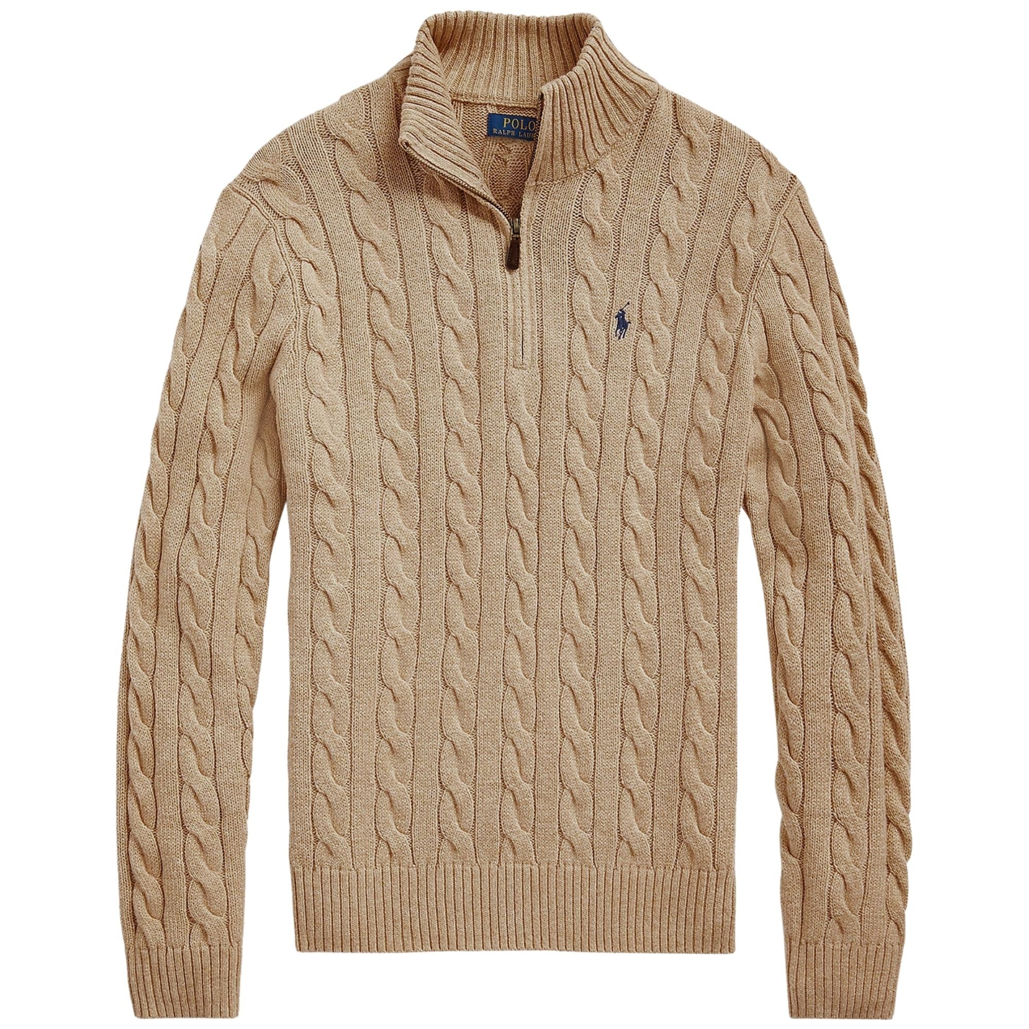 Polo Ralph Lauren Cable-Knit Quarter-Zip Jumper - Brown