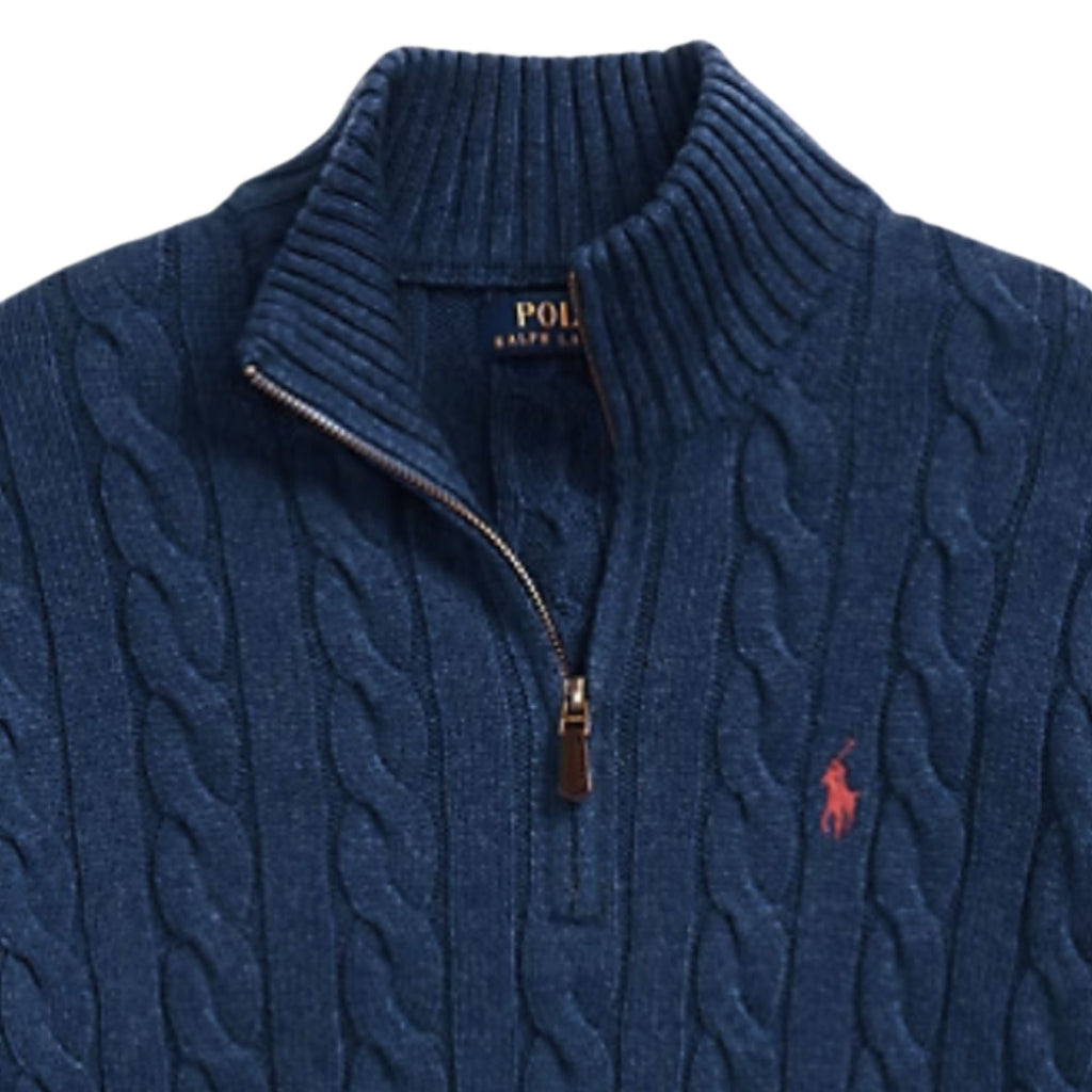 Polo Ralph Lauren Cable-Knit Quarter-Zip Jumper - Blue