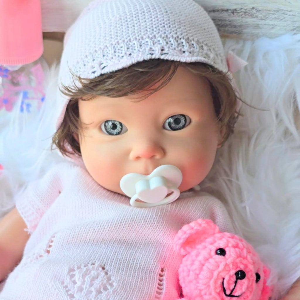 Bebé Reborn Silicona "Lorea" (47cm, 2.9kg) – ¡Tacto Auténtico, Venitas a Dos Tonos y Pelo Real! ☁️🎀