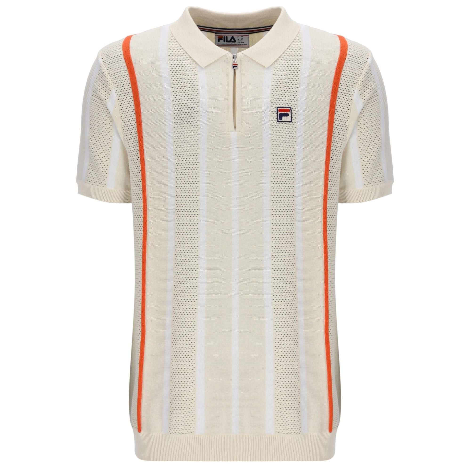 Fila Vintage Giorgio Crochet Patchwork Knitted Polo Shirt - Tapioca