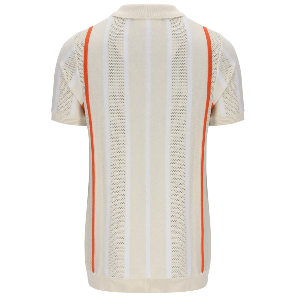 Fila Vintage Giorgio Crochet Patchwork Knitted Polo Shirt - Tapioca