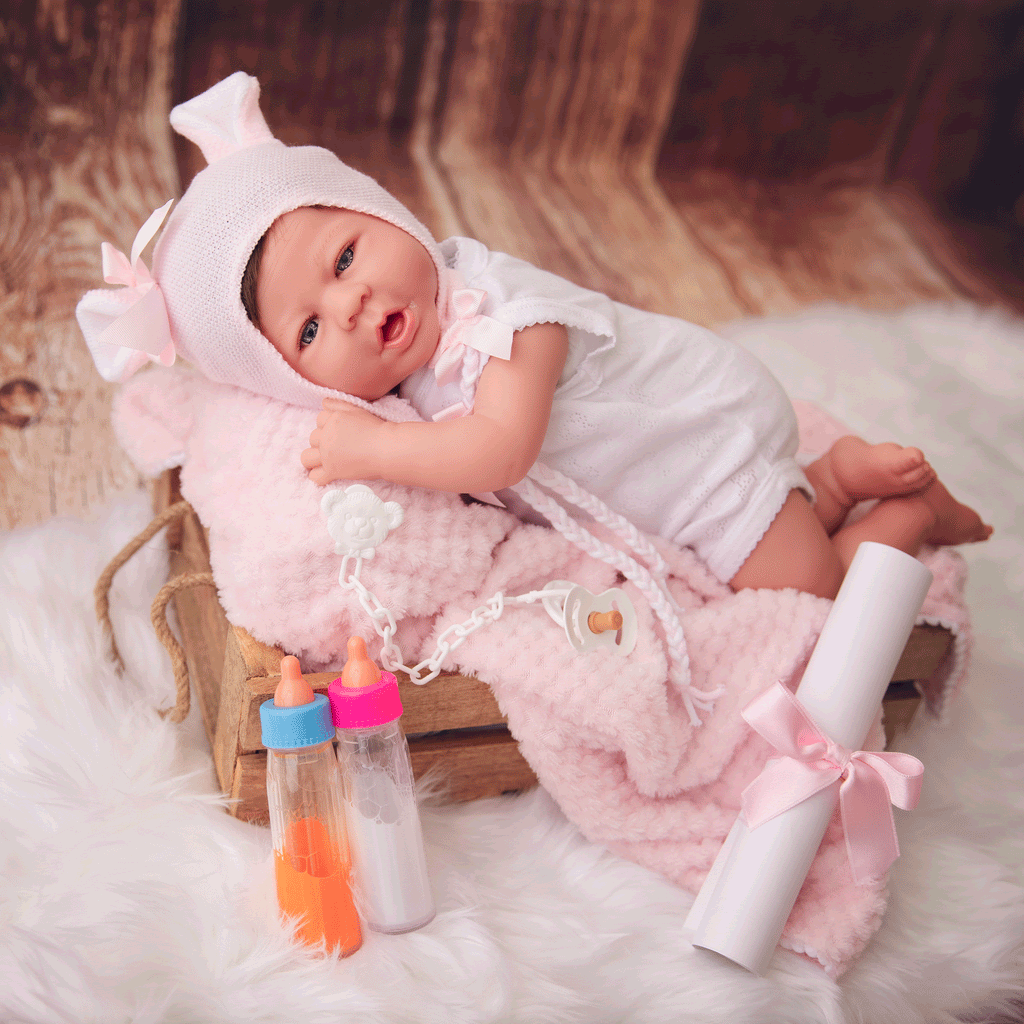Bebe Reborn Muñeca Reborn Elizabeth- 48cm y 2kg - Vinilo Blando, Cuerpo Tela y Caida de Cabeza
