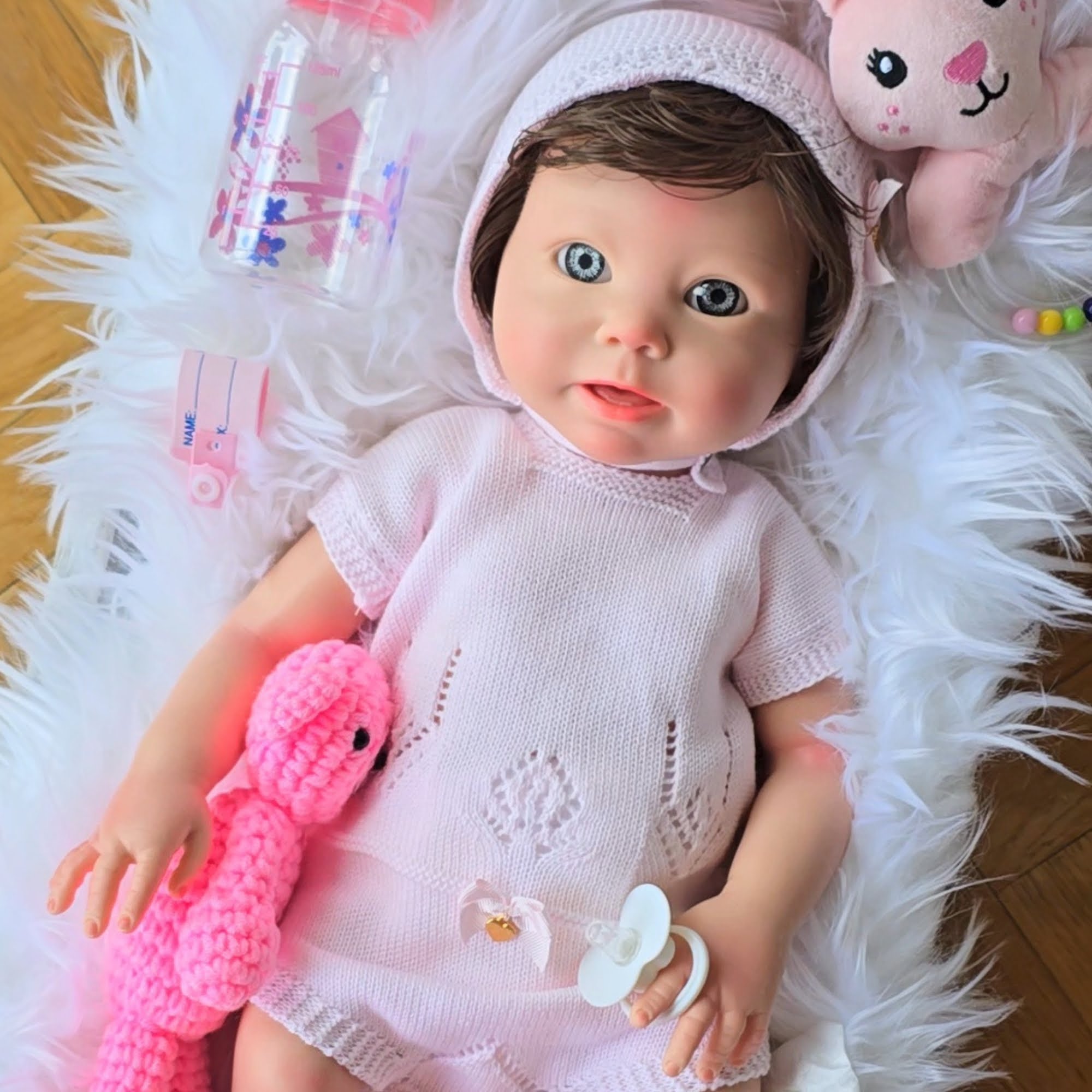 Bebé Reborn Silicona "Lorea" (47cm, 2.9kg) – ¡Tacto Auténtico, Venitas a Dos Tonos y Pelo Real! ☁️🎀