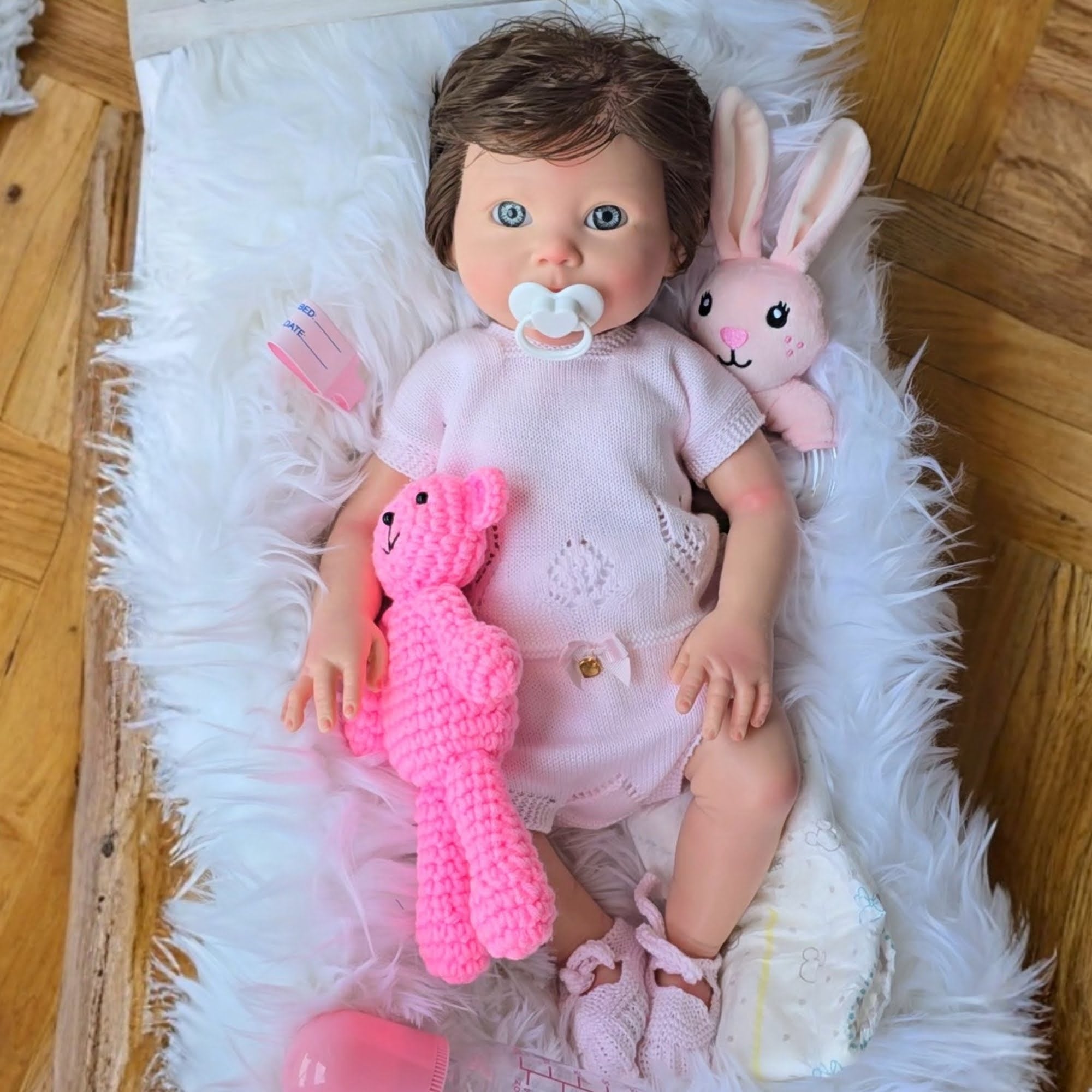 Bebé Reborn Silicona "Lorea" (47cm, 2.9kg) – ¡Tacto Auténtico, Venitas a Dos Tonos y Pelo Real! ☁️🎀