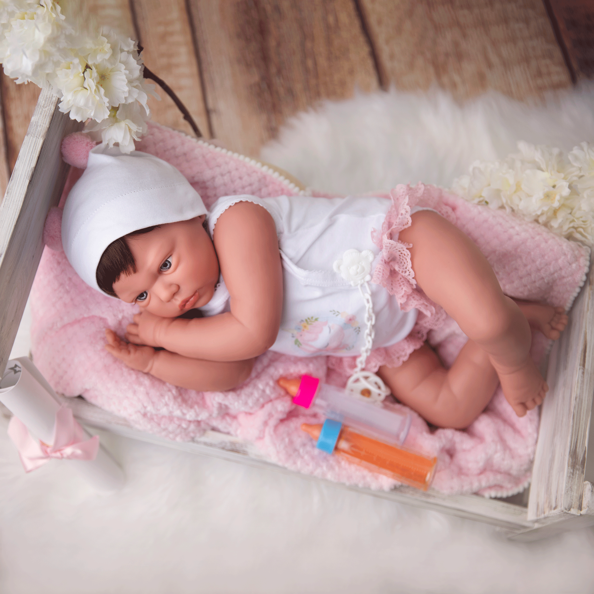 Bebe Reborn Muñeca Reborn Marcela - 52cm y 2kg - Vinilo Blando, Cuerpo Tela y Caida de Cabeza
