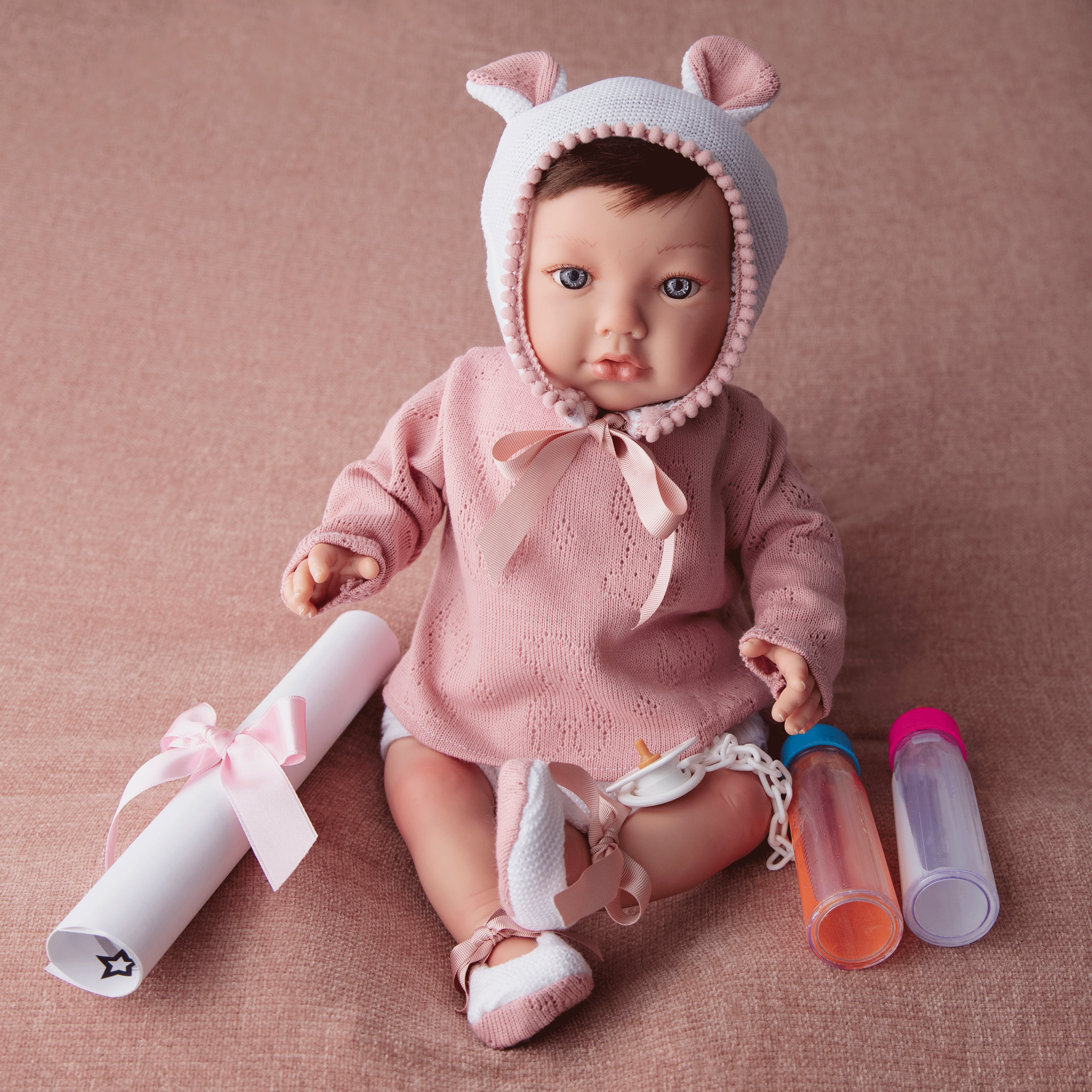 Bebe Reborn Muñeca Reborn Paola - 48cm y 2kg - Vinilo Blando, Cuerpo Tela, Venitas y Caida de Cabeza