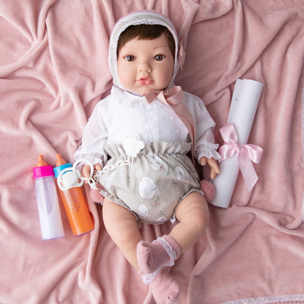 Bebe Reborn Muñeca Reborn Matilda - 48cm y 2kg - Vinilo Blando, Cuerpo Tela y Caida de Cabeza