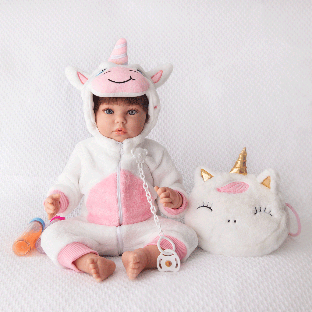 Bebe Reborn Muñeca Reborn Abril - Vinilo Blando, Cuerpo Completo Vinilo Blando No Flexible  y Bañable - Mide 52cm y pesa 2kg