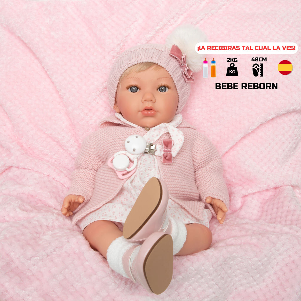 Bebe Reborn Muñeca Reborn Ana - 48cm y 2kg - Vinilo Blando, Cuerpo Tela y Caida de Cabeza