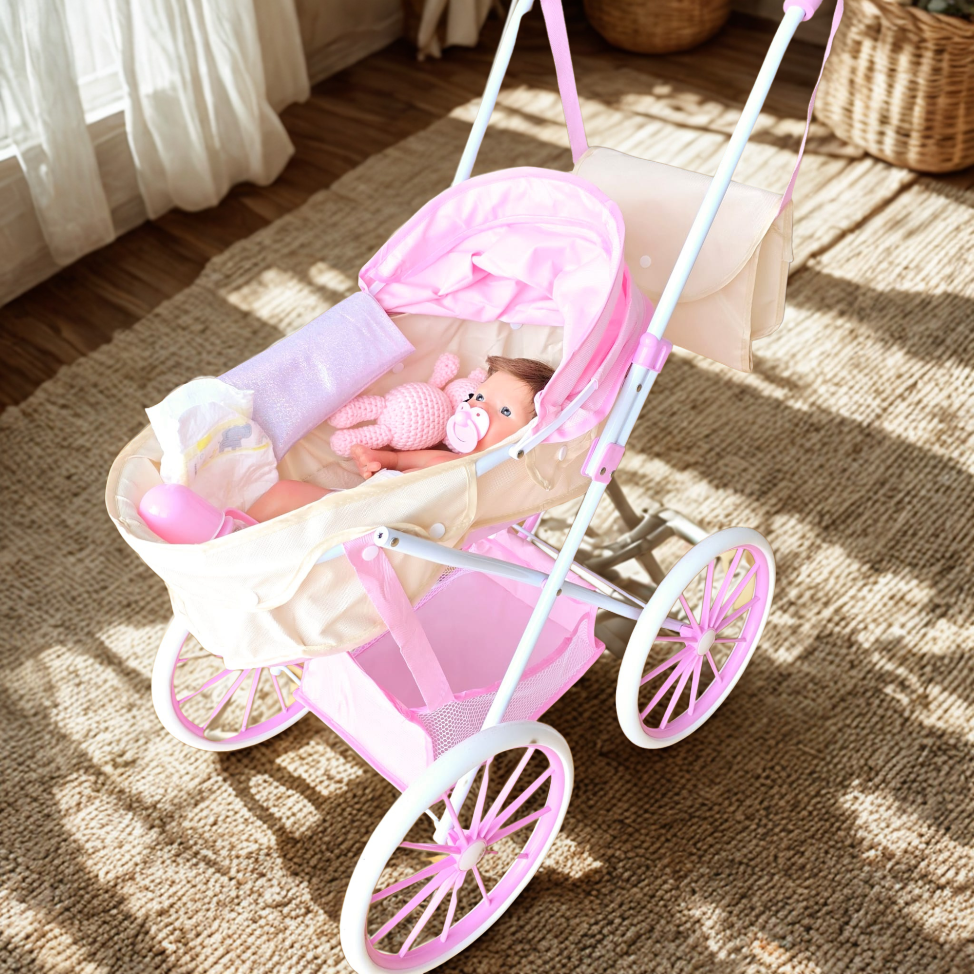 Carro de Bebés Reborn - Apto para muñecas hasta 48cm - Bolso de Regalo