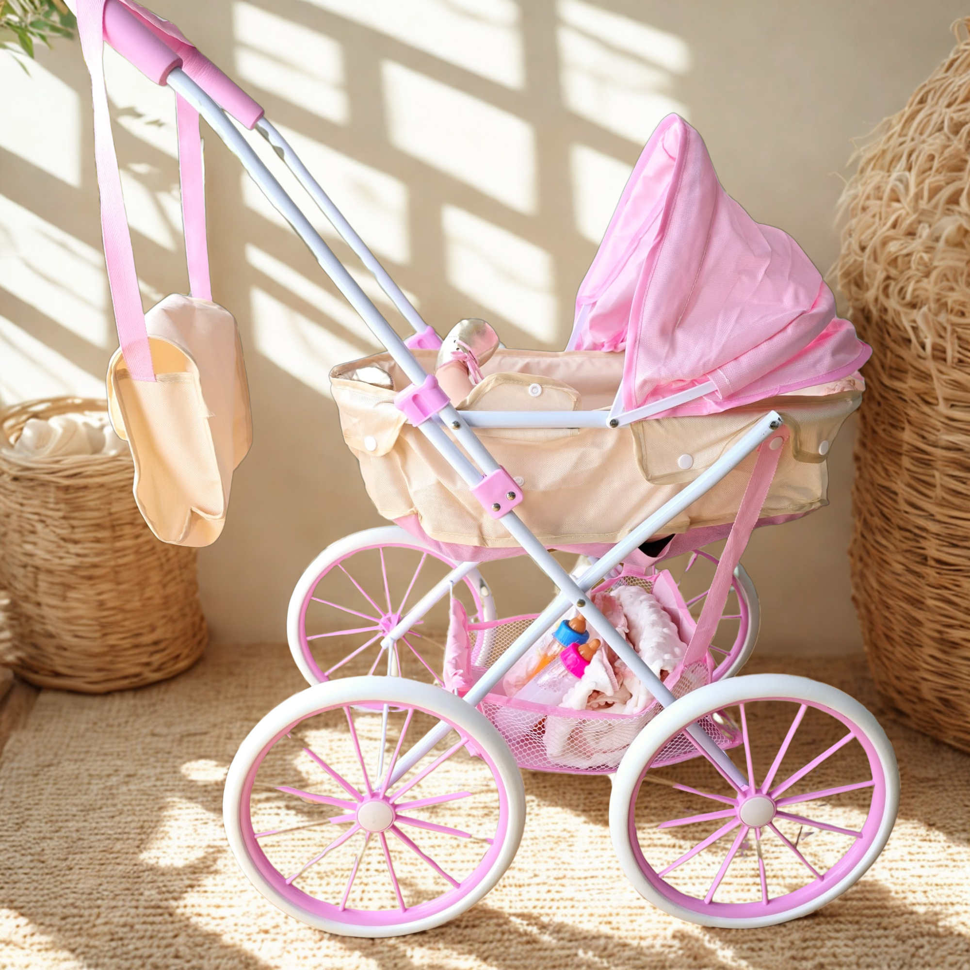 Carro de Bebés Reborn - Apto para muñecas hasta 48cm - Bolso de Regalo