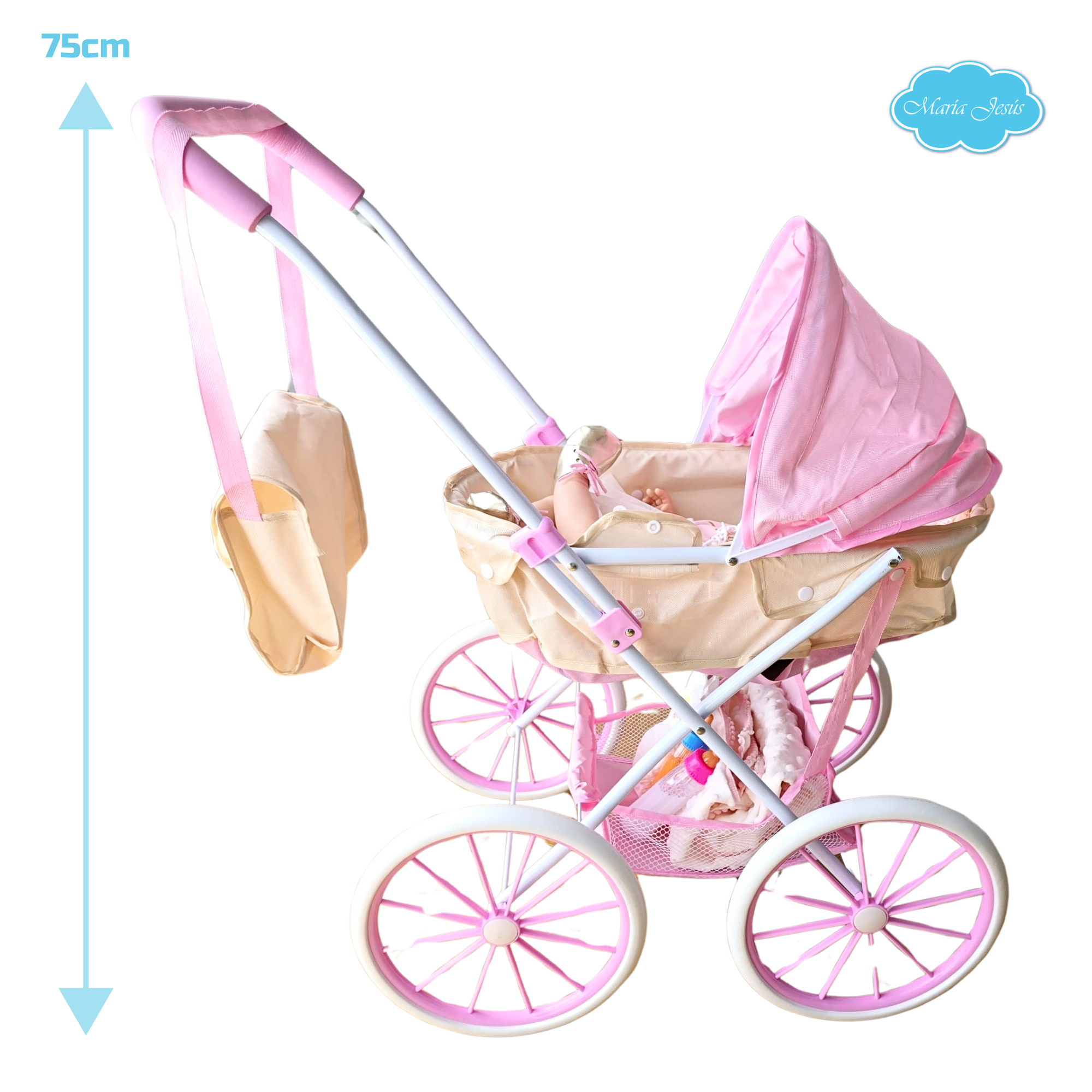 Carro de Bebés Reborn - Apto para muñecas hasta 48cm - Bolso de Regalo