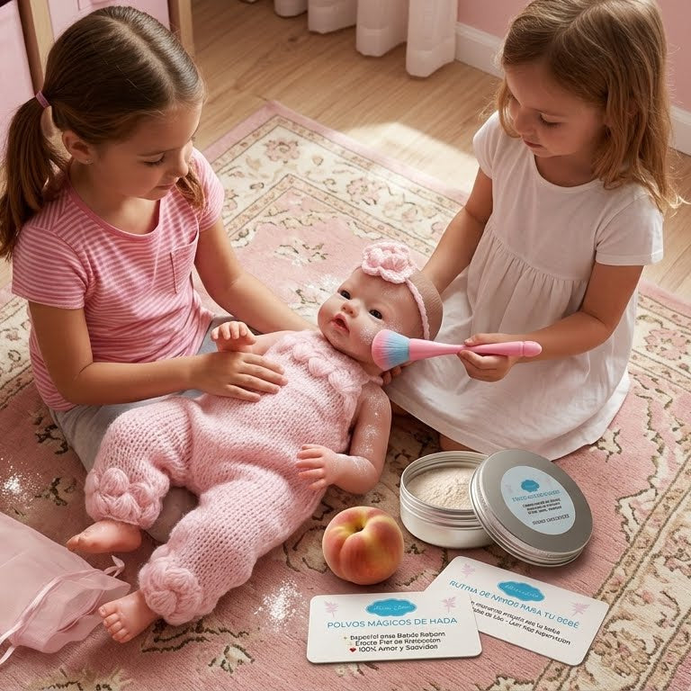 Kit de Polvos Matificantes para Bebés Reborn: "Polvos de Hada" con Brocha