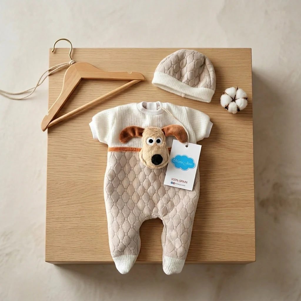 Conjunto "Puppy" 3D – El Pelele Más Divertido y Achuchable para tu Bebé Reborn (38-42 cm)