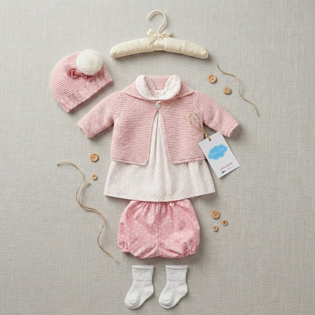 Ropa para Muñecas Reborn (42-48 cm): Conjunto Boutique "Dulce Paseo" con Gorrito y Patucos