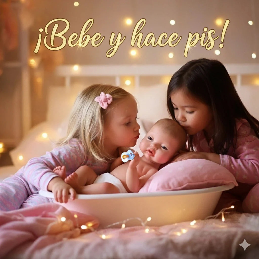 Bebé Reborn Silicona Platino Adriana (43cm, 2.3kg) – ¡Bebe, Hace Pis y Puedes Bañarla! 🍼💦