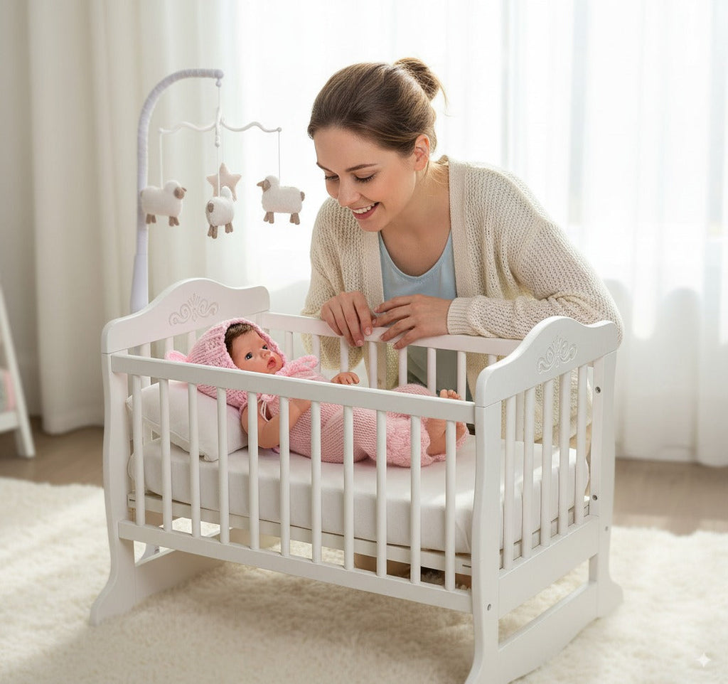 Bebé Reborn Silicona "Iris" (42cm, 2.2kg) – ¡Tacto Auténtico, Pelo Real y Puedes Bañarla! ☁️🎀