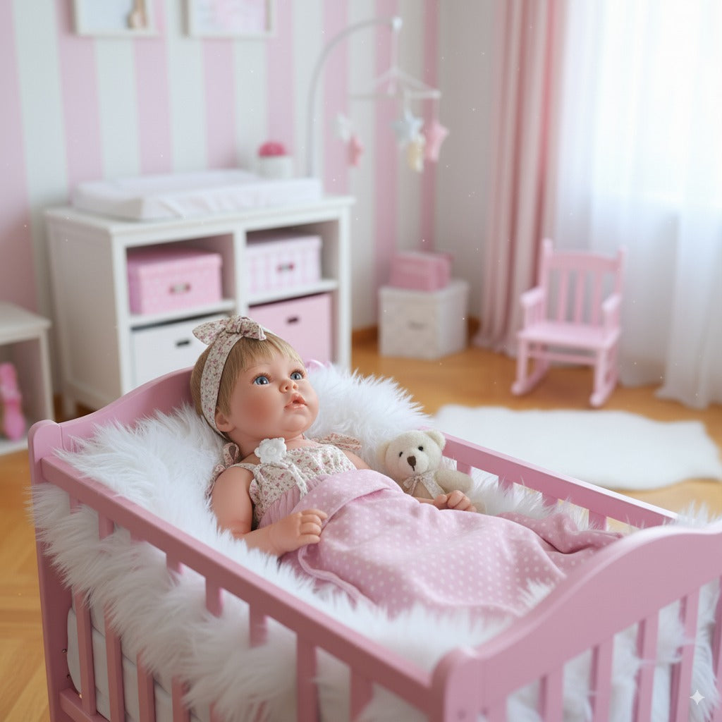 Bebé Reborn "India" (52 cm y 2 kg) – ¡La Bebé Realista que Podrás Bañar y Peinar!