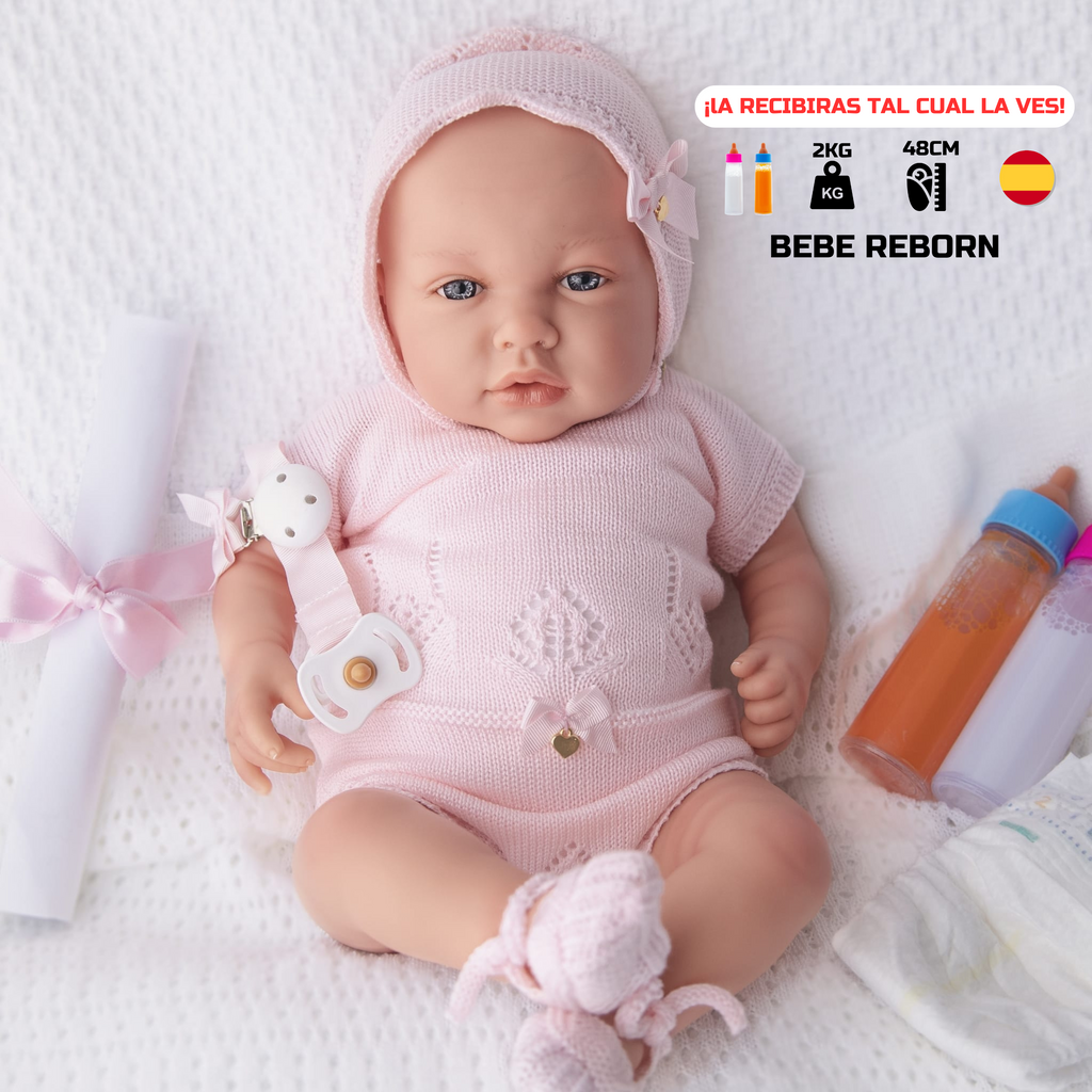 Bebé Reborn "Jimena" de Cuerpo Blando (48cm, 2kg) – Peso Real y Caída de Cabeza ✨