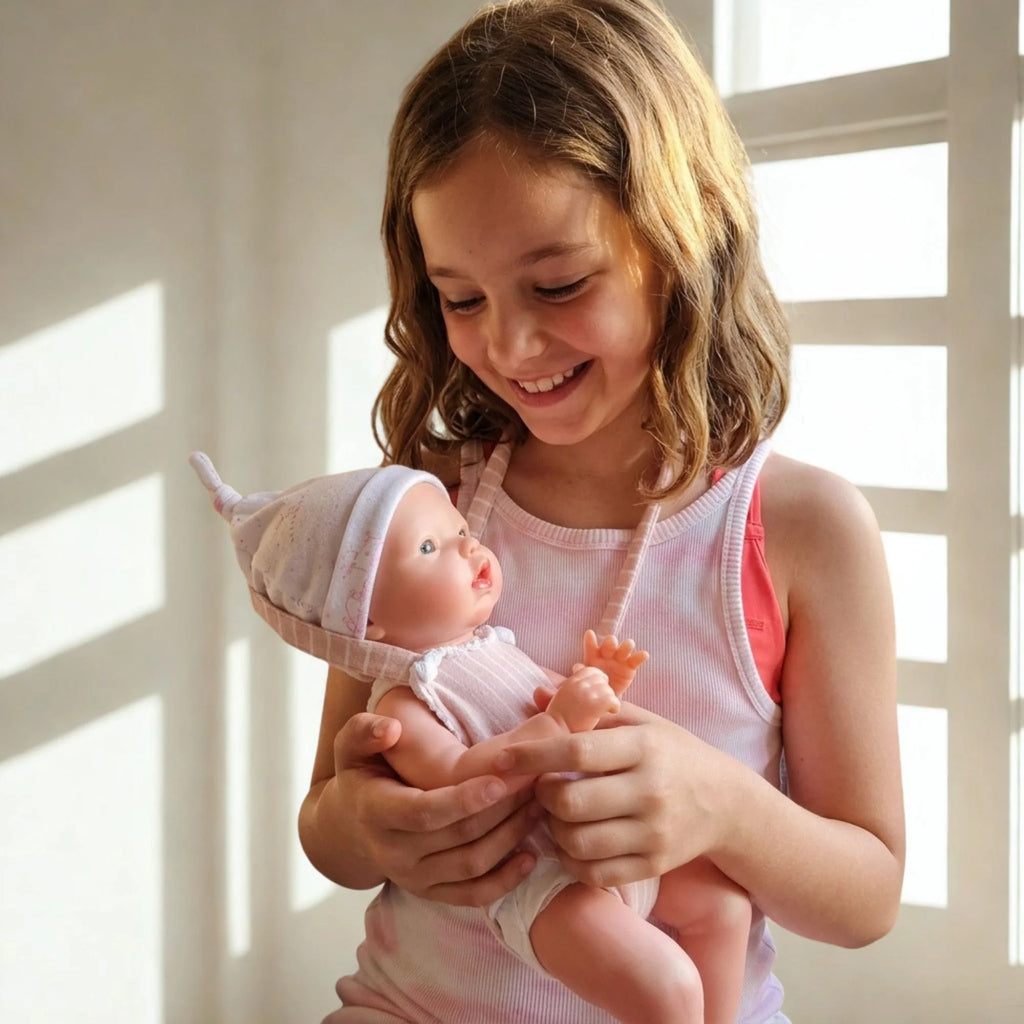 Bebé Reborn Silicona Juana (42 cm, 2,2 kg) – Efecto Recién Nacida sin Pelo con Ajuar y Manta Brillante ☁️