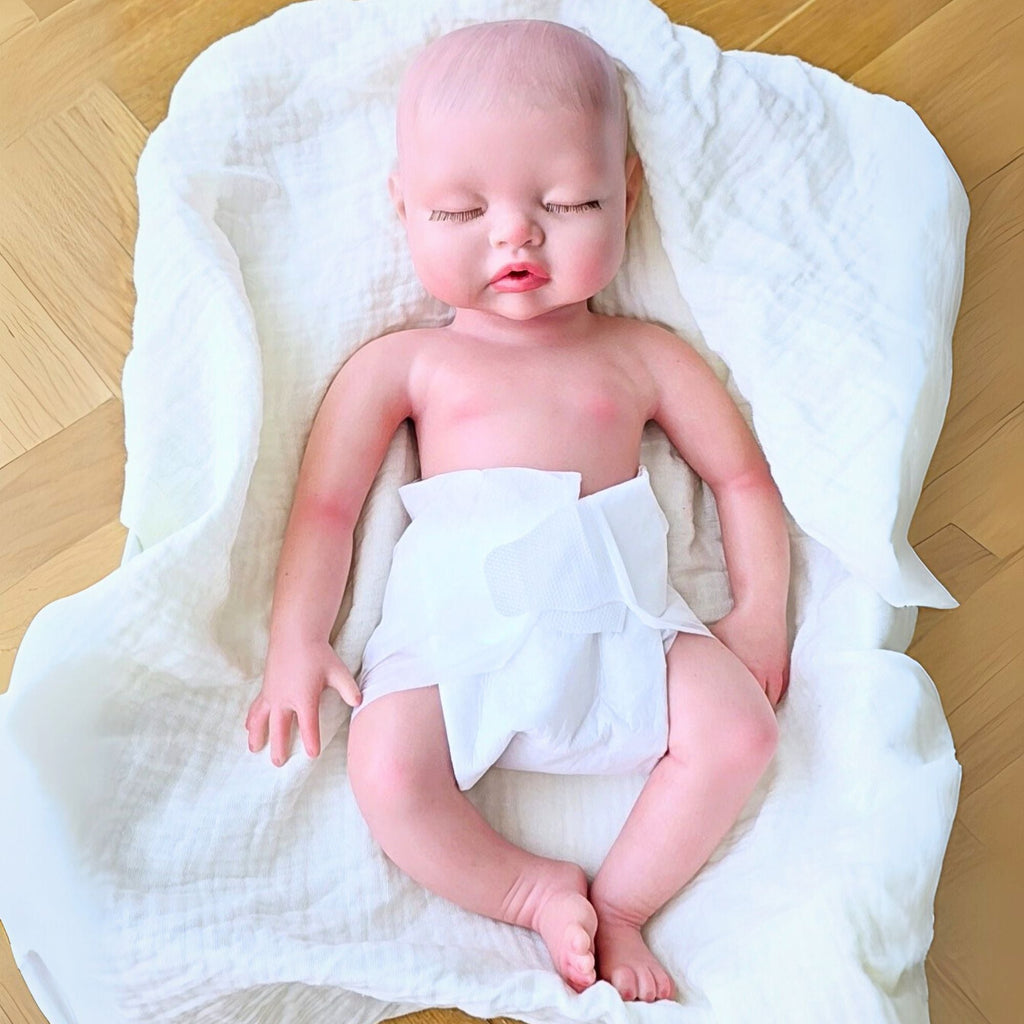 Bebé Reborn Silicona "Leo" (40 cm, 2,1 kg) – El Niño Dormilón Más Tierno y Realista