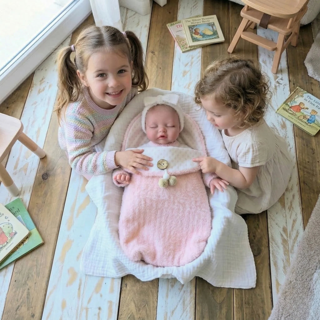 Bebé Reborn Silicona "Lucía" Edición Nube de Angora – ¡Bebe, Hace Pis y es Pura Suavidad!