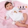 Bebe Reborn Muñeca Reborn Manuela - 48cm y 2kg - Vinilo Blando, Cuerpo Tela y Caida de Cabeza