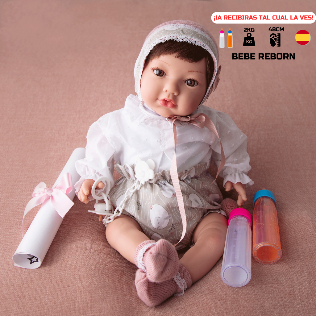 Bebe Reborn Muñeca Reborn Matilda - 48cm y 2kg - Vinilo Blando, Cuerpo Tela y Caida de Cabeza