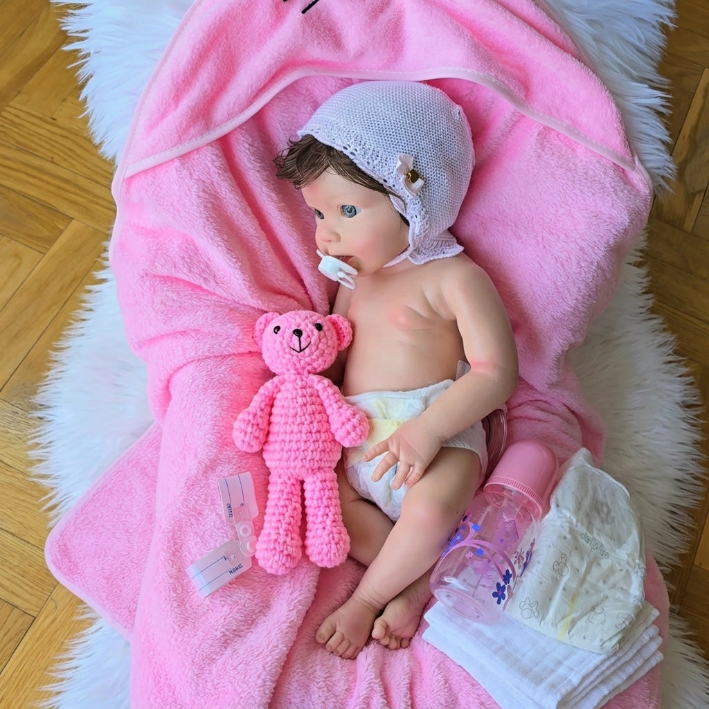 Bebé Reborn Silicona "Lorea" (47cm, 2.9kg) – ¡Tacto Auténtico, Venitas a Dos Tonos y Pelo Real! ☁️🎀