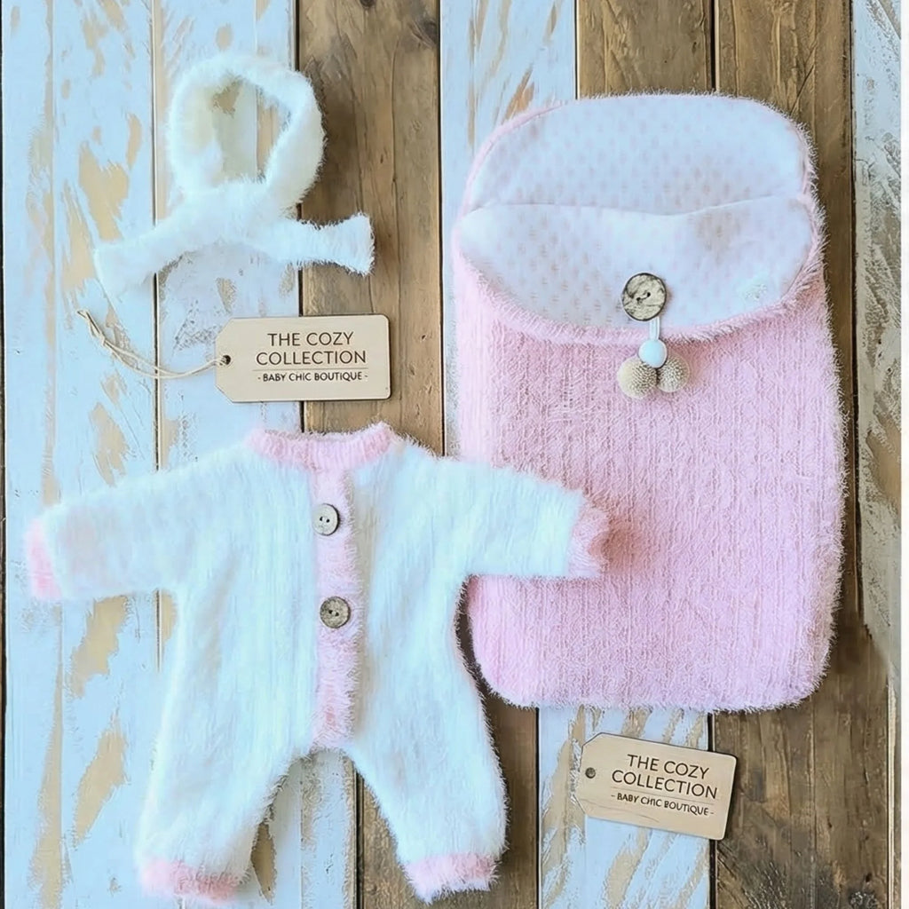 Conjunto Boutique de Angora (Pelele + Saco + Diadema) – Para Muñecas de 38 a 43 cm