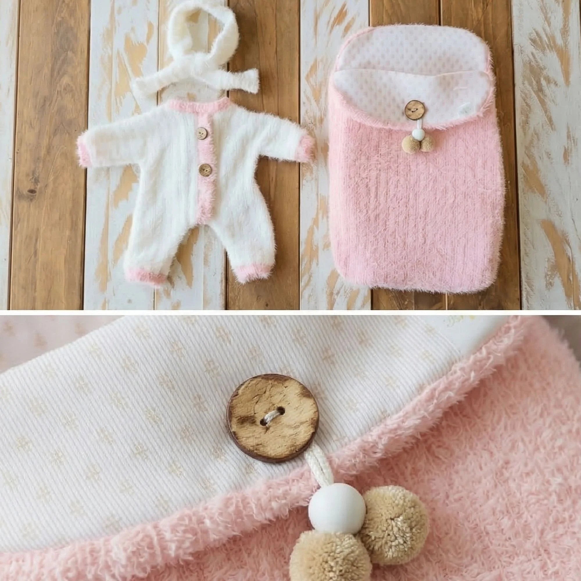 Conjunto Boutique de Angora (Pelele + Saco + Diadema) – Para Muñecas de 38 a 43 cm