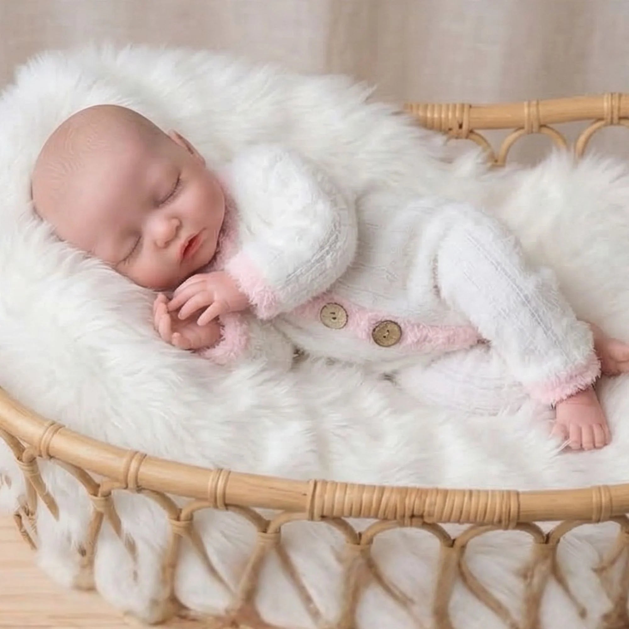 Bebé Reborn Silicona "Lucía" Edición Nube de Angora – ¡Bebe, Hace Pis y es Pura Suavidad!