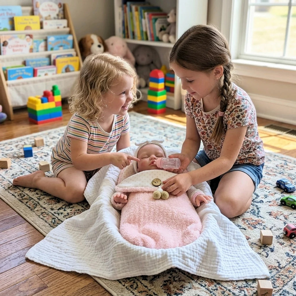 Bebé Reborn Silicona "Lucía" Edición Nube de Angora – ¡Bebe, Hace Pis y es Pura Suavidad!