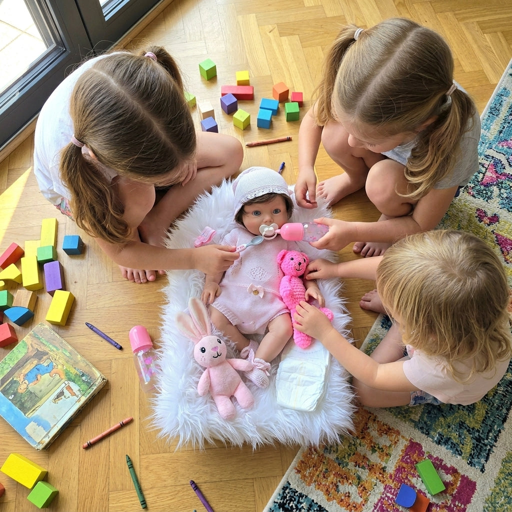 Bebé Reborn Silicona "Lorea" (47cm, 2.9kg) – ¡Tacto Auténtico, Venitas a Dos Tonos y Pelo Real! ☁️🎀