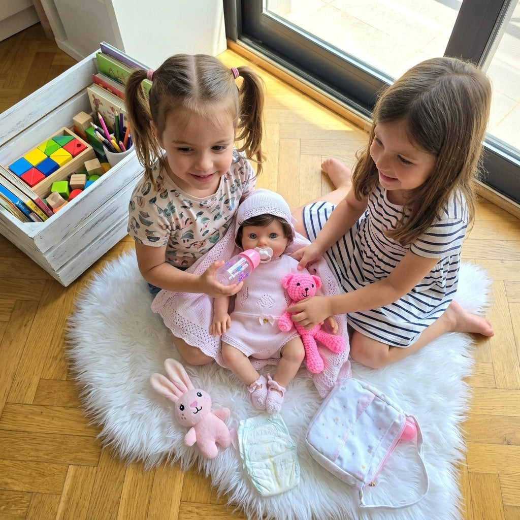 Bebé Reborn Silicona "Lorea" (47cm, 2.9kg) – ¡Tacto Auténtico, Venitas a Dos Tonos y Pelo Real! ☁️🎀