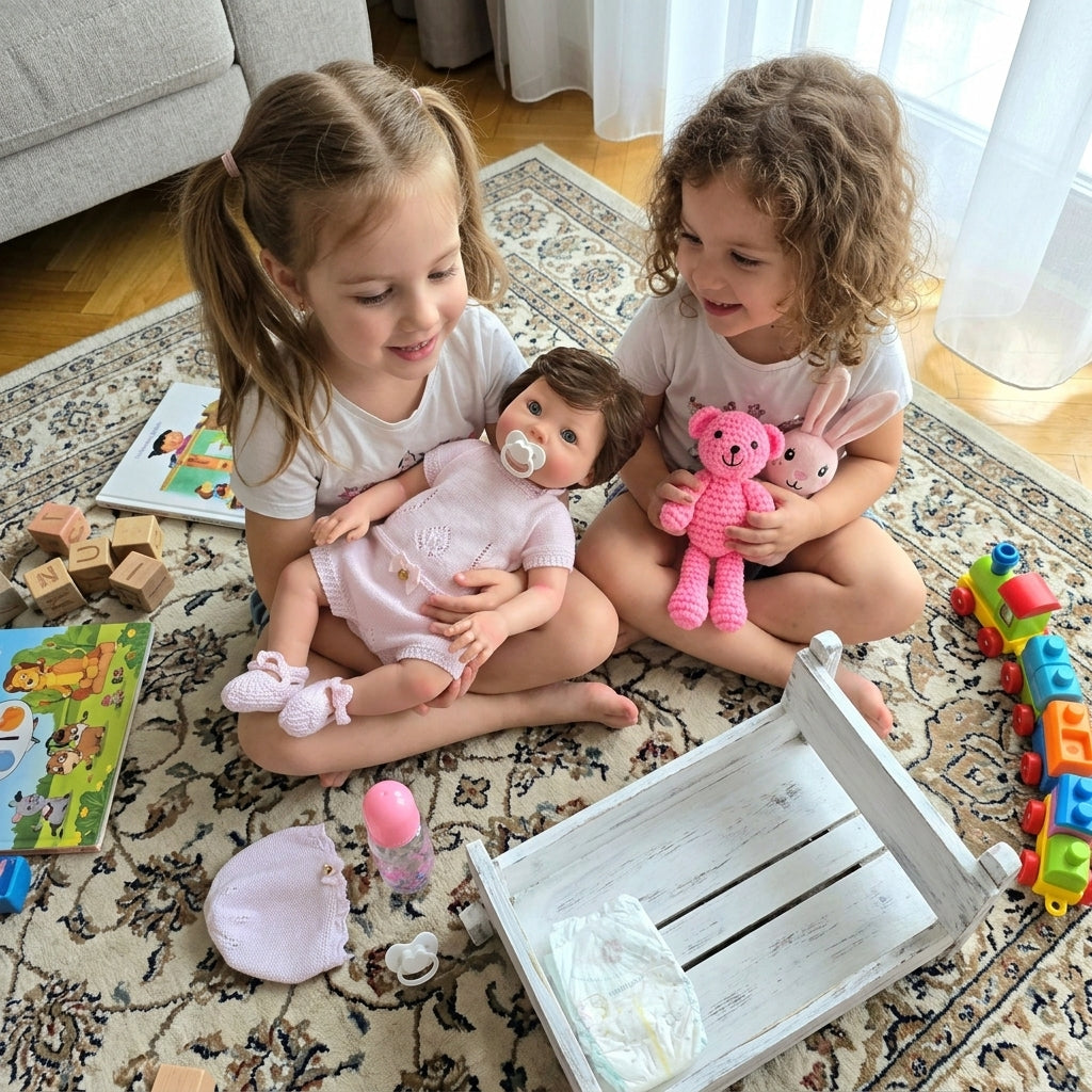 Bebé Reborn Silicona "Lorea" (47cm, 2.9kg) – ¡Tacto Auténtico, Venitas a Dos Tonos y Pelo Real! ☁️🎀