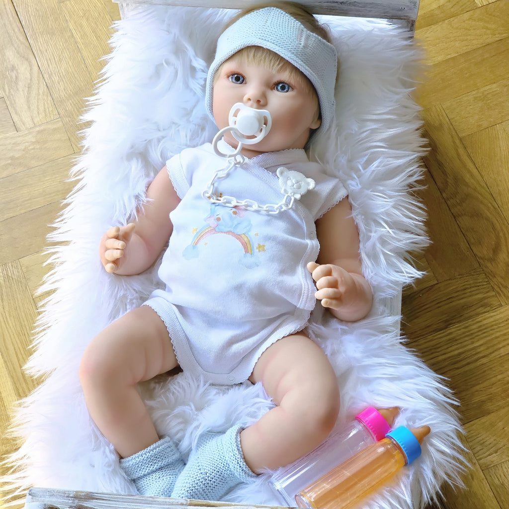 Bebe Reborn Muñeca Reborn Gabriel - Vinilo Blando, Cuerpo Completo Vinilo Blando No Flexible  y Bañable - Mide 52cm y pesa 2kg