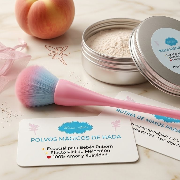 Kit de Polvos Matificantes para Bebés Reborn: "Polvos de Hada" con Brocha