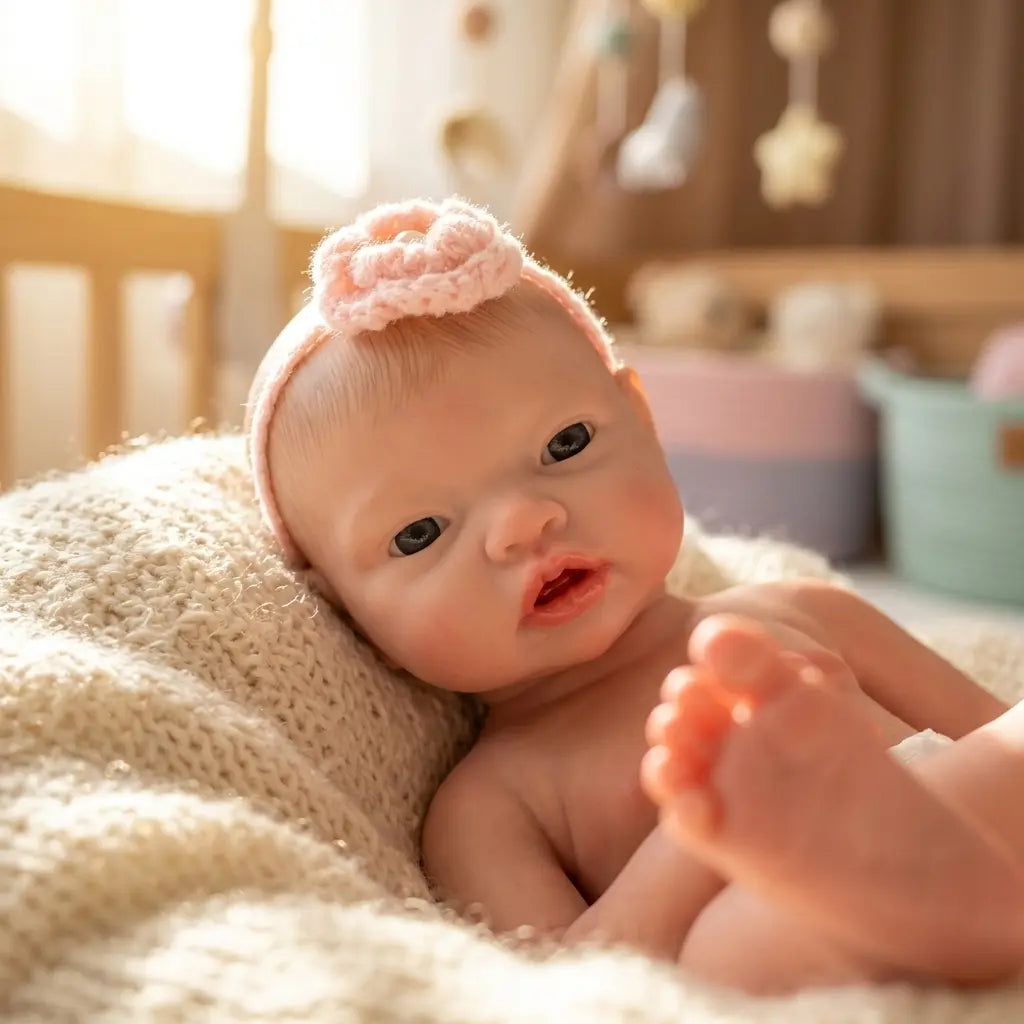 Bebé Reborn Silicona Platino Adriana (43cm, 2.3kg) – ¡Bebe, Hace Pis y Puedes Bañarla! 🍼💦