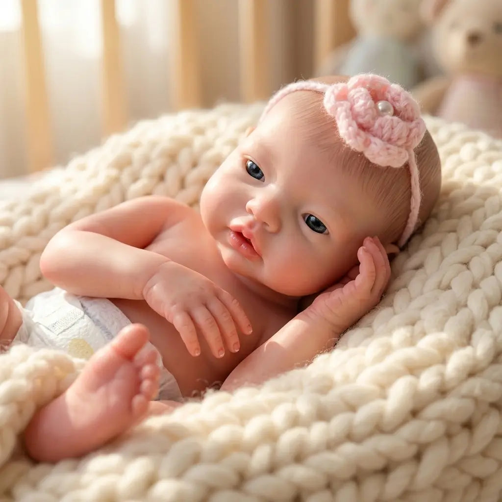 Bebé Reborn Silicona Platino Adriana (43cm, 2.3kg) – ¡Bebe, Hace Pis y Puedes Bañarla! 🍼💦
