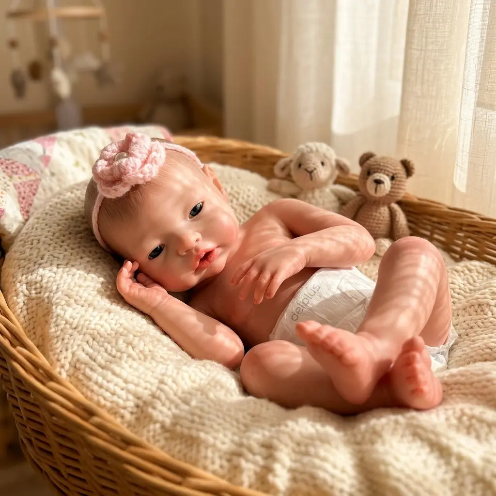 Bebé Reborn Silicona Platino Adriana (43cm, 2.3kg) – ¡Bebe, Hace Pis y Puedes Bañarla! 🍼💦